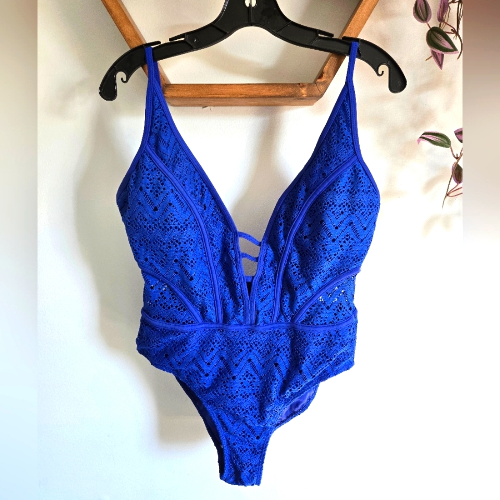 Vibrant Blue Lace Onepeice Swimsuit